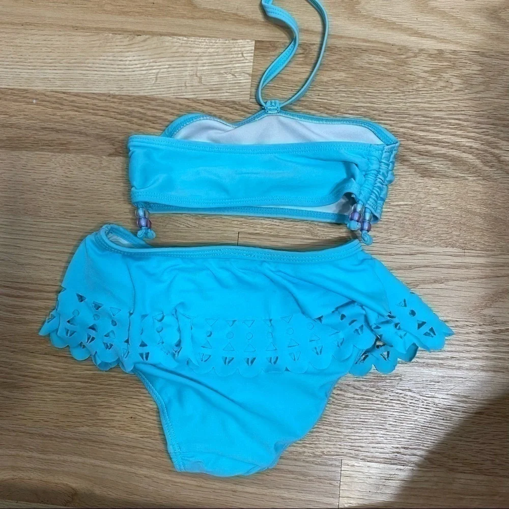 Tinker Bell Swim Suit 2 Piece Disney Store Sz 4 Girls Blue
